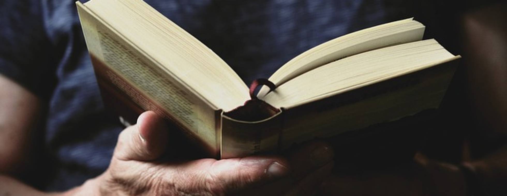 aufgeschlagender Roman in der Hand